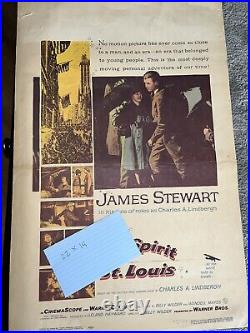 1957 ORIGINAL Movie Poster 22x14 The Spirit of St Louis James Stewart ITALY