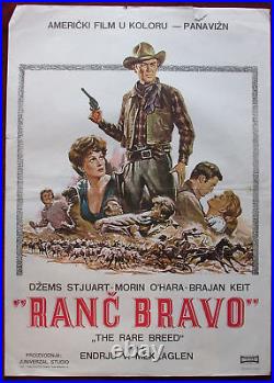 1966 Original Movie Poster Rare Breed McLaglen James Stewart Western Rare USA YU