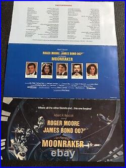 1970's MOONRAKER POSTER James Bond 007 Roger Moore ORIGINAL 3 Fold AUTHENTIC