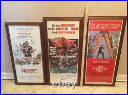 6 James Bond Movie Insert Posters Framed Autographed By Roger Moore