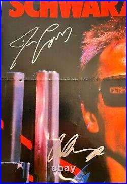 Arnold Schwarzenegger James Cameron Biehn Hamilton SIGNED Terminator Poster LOA