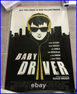 Baby Driver Movie Poster 40 in x 27 in Edgar Wright Ansel Elgort Lily James Rare