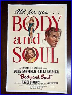 Body & Soul James Garfield B (1947) US One Sheet Movie Poster LB
