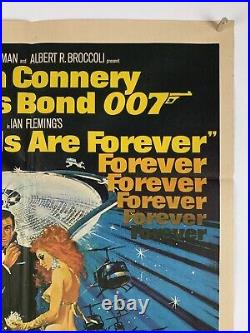 DIAMONDS ARE FOREVER India Movie Poster (VG-) One Sheet'71 James Bond 25 1/2x40