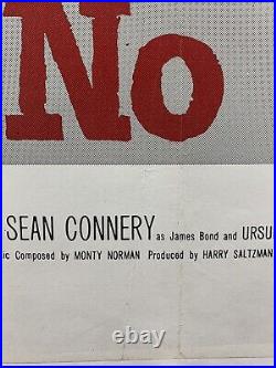 DR NO On Linen Movie Poster (Fine) One Sheet 1963 James Bond 007 Yellow Smoke