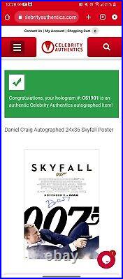 Daniel Craig Signed 007 James Bond 24 x 36 Skyfall Movie Poster