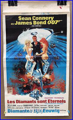 Diamonds Are Forever 1971 James Bond 007 Belgian Movie Insert Poster 14X25