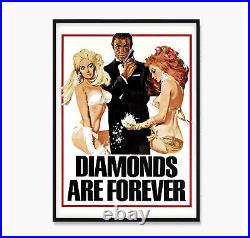 Diamonds are Forever Poster, James Bond Movie Vintage Advertising Posters Canvas
