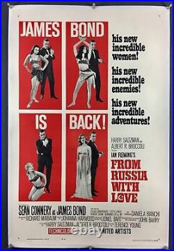 FROM RUSSIA WITH LOVE (VF) Style B on LINEN One Sheet Movie Poster 64 James Bond