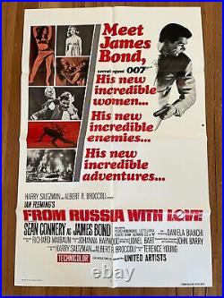 FROM RUSSIA WITH LOVE original U. S ONE SHEET SEAN CONNERY-JAMES BOND 007