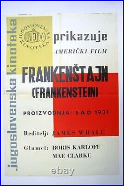 Frankenstein Boris Karloff James Whale 1950's Horror Rare Exyugo Movie Poster