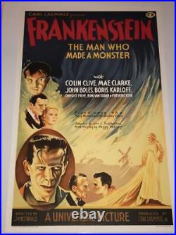 Frankenstein One Sheet Movie Poster Lithograph Boris Karloff James Whale S2 Art