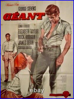 GIANT French Grande movie poster 47x63 JAMES DEAN ELIZABETH TAYLOR ROCK HUDSON