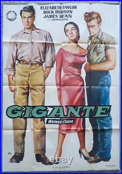 GIANT JAMES DEAN ORIG 1950s movie poster Spanish ELIZABETH TAYLOR RARE