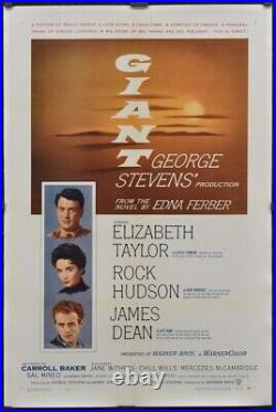 Giant 1956 AUTHENTIC 27X41 LINENBACKED MOVIE POSTER ROCK HUDSON JAMES DEAN