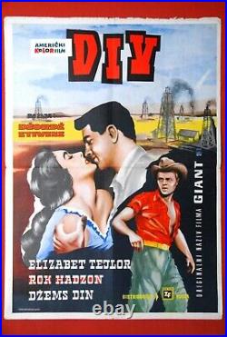 Giant James Dean Elizabeth Taylor Hudson 1956 Unique Art Rare Exyu Movie Poster