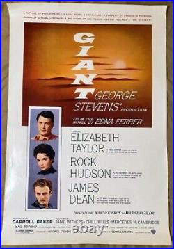 Giant Movie Poster-elizabeth Taylor, Rock Hudson, James Dean Two Sided -rare