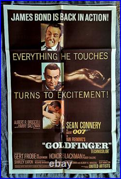 Goldfinger Movie Poster JAMES BOND Sean Connery HONOR BLACKMAN Gerte Frobe 1964