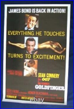 Goldfinger Original Rolled Rare James Bond 27x41 Movie Poster 007 1980