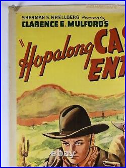 HOPALONG CASSIDY ENTERS Movie Poster (VG+) ROLLED One Sheet 1940s William Boyd