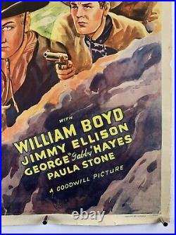 HOPALONG CASSIDY ENTERS Movie Poster (VG+) ROLLED One Sheet 1940s William Boyd