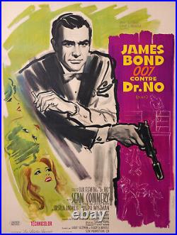 JAMES BOND 007 SEAN CONNERY Dr NO ORIGINAL FRENCH MOVIES POSTER PURPLE VARIANT