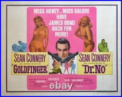 JAMES BOND GOLDFINGER DR. NO half sheet movie poster 22x28 R1965 SEAN CONNERY