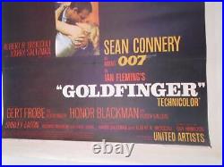 James Bond 007 Goldfinger Connery 1964 Orig Linen Back Movie Poster Free Ship Ah