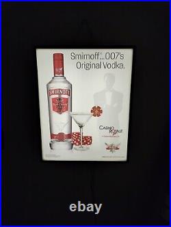 James Bond 007 Smirnoff Vodka Casino Royale Bar Light Movie Poster Sign Rare