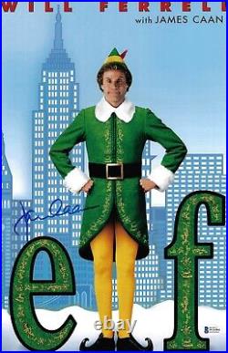 James Caan Autographed 11x17 Elf Movie Poster Photo Beckett BAS Witnessed COA