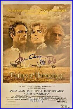 James Caan Jane Fonda Signed 12x18 Comes a Horseman Movie Poster Photo Beckett