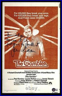 James Caan Signed Inscr 11x17 The Gambler Movie Poster Photo Beckett Witnesed