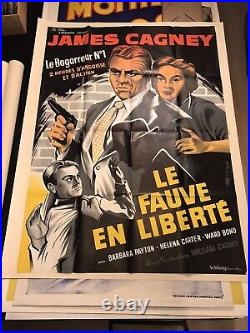 James Cagney 1950's Movie Poster Large French Poster For Kiss Tomorrow Goodbye