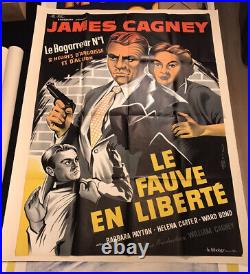 James Cagney 1950's Movie Poster Large French Poster For Kiss Tomorrow Goodbye