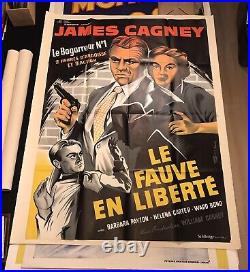 James Cagney 1950's Movie Poster Large French Poster For Kiss Tomorrow Goodbye