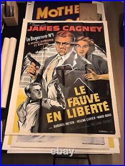 James Cagney 1950's Movie Poster Large French Poster For Kiss Tomorrow Goodbye