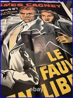 James Cagney 1950's Movie Poster Large French Poster For Kiss Tomorrow Goodbye