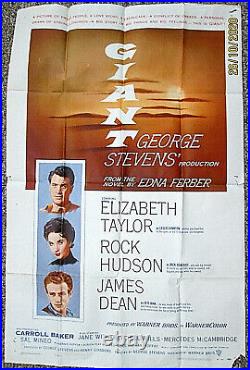 James Dean, Elizabeth Taylor (giant) Original Vintage 1956 1-sheet Movie Poster