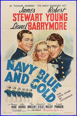 NAVY BLUE & GOLD MOVIE POSTER JAMES STEWART 27x41 Inch Folded One Sheet R1941
