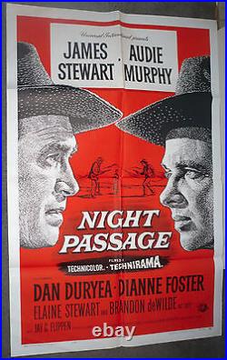 NIGHT PASSAGE original movie poster JAMES STEWART/AUDIE MURPHY one sheet 27x41