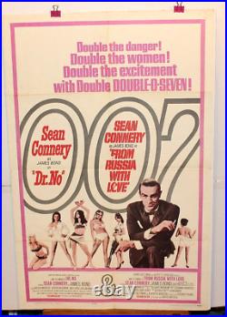 ORG MOVIE POSTER DR. NO/FROM RUSSIA WITH LOVE 1sh 1965 Connery is James Bond