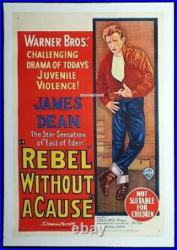 REBEL WITHOUT A CAUSE Original Linen Backed AU One sheet Movie Poster James Dean