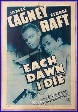 R-1947 Each Dawn I Die One Sheet Movie Poster 1939 James Cagney Film Noir Orig