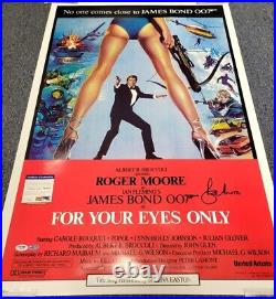 Roger Moore signed For Your Eyes Only 24x36 movie poster James Bond PSA/DNA COA