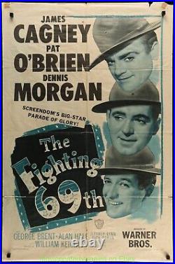 THE FIGHTING 69TH MOVIE POSTER Original 27x41 JAMES CAGNEY WWI Re-Release 1948