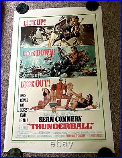 THUNDERBALL 1965 Original Movie Poster 1 Sheet 27x41 James Bond, Linen Backed