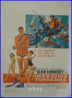 Thunderball Connery- Jame Bond 007 Original French Movie Poster Linen Backed