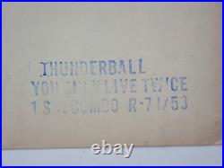 Vntg 1970 James Bond Movie Poster STAMPED 1st Showing DBL FTR Thunderball/YOLT